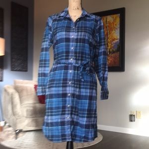 LL Bean Button Down Plaid Flannel Dress